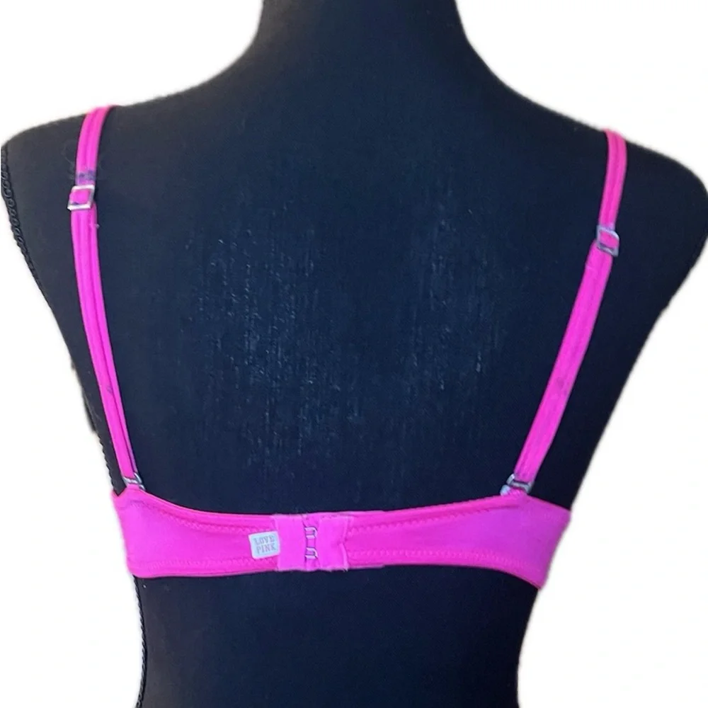 PINK Victoria's Secret Vibrant Pink Satin Push Up Bra. Women’s size 34A